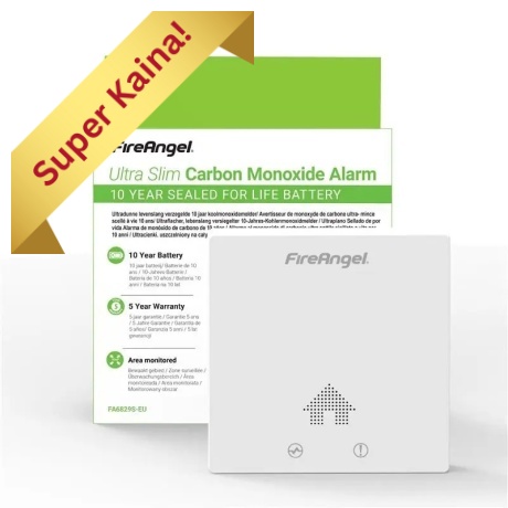 FireAngel Ultra Slim Anglies monoksido (smalkių) detektorius 10 metų baterija - FA6829S
